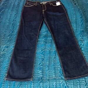 Wrangler Blue Flare Wide Leg Riding Jeans with Contrast Stitching